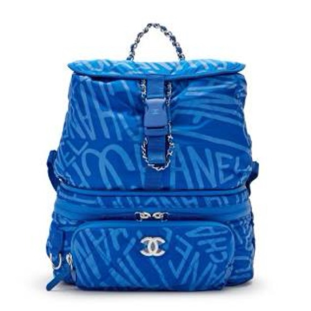 Chanel Blue Nylon Coco Neige Convertible Backpack Silver Hardware, 2021